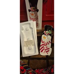 NIB Fitz and Floyd Holiday Home Snack Therapy Snowman Serving Tray Hat Scarf NEW
